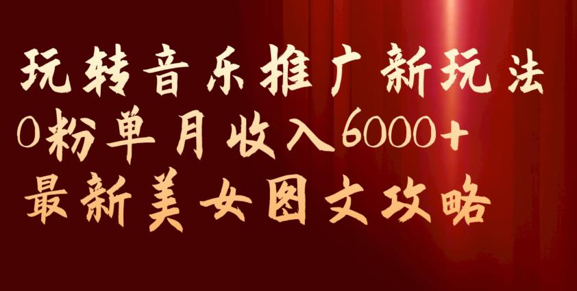 玩转音乐推广新玩法，0粉单月收入6000+，最新美女图文攻略【揭秘】|淘骐网赚资源库