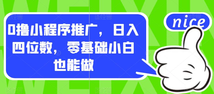 0撸小程序推广,日入四位数,零基础小白也能做【揭秘】|淘骐网赚资源库