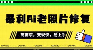 《最新暴利Ai老照片修复》小白易上手，操作相当简单，月入千轻轻松松【揭秘】|淘骐网赚资源库