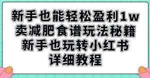 新手也能轻松盈利1w,卖减肥食谱玩法秘籍,新手也玩转小红书详细教程【揭秘】|淘骐网赚资源库