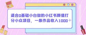 适合0基础小白做的小红书颜值打分小众项目,一条作品收入1000+【揭秘】|淘骐网赚资源库
