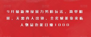 9月最新纯绿暴力男粉玩法,简单粗暴,无需真人出镜,全套赋能靠卖私人物品也能日赚1000|淘骐网赚资源库
