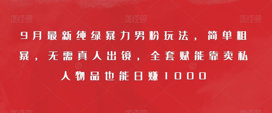 9月最新纯绿暴力男粉玩法，简单粗暴，无需真人出镜，全套赋能靠卖私人物品也能日赚1000|淘骐网赚资源库