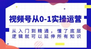 视频号从0-1实操运营,从入门到精通,懂了底层逻辑就可以延伸所有知识|淘骐网赚资源库
