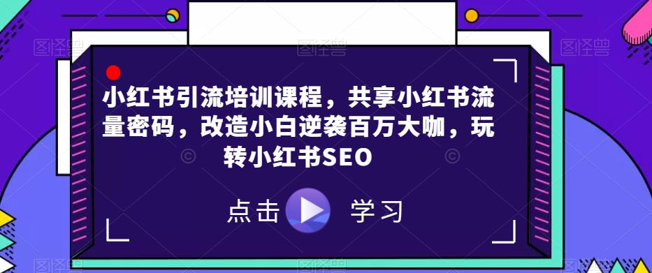 小红书引流培训课程,共享小红书流量密码,改造小白逆袭百万大咖,玩转小红书SEO|淘骐网赚资源库