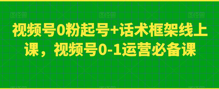 视频号0粉起号+话术框架线上课,视频号0-1运营必备课|淘骐网赚资源库
