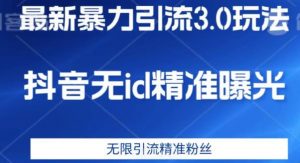 最新暴力引流3.0版本，抖音无id暴力引流各行业精准用户|淘骐网赚资源库