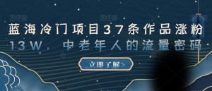 蓝海冷门项目37条作品涨粉13W,中老年人的流量密码【揭秘】-第一资源库