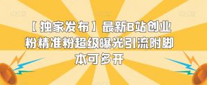 【独家发布】最新B站创业粉精准粉超级曝光引流附脚本可多开【揭秘】|淘骐网赚资源库