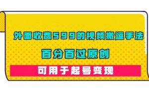 外面收费599的视频搬运手法,百分百过原创,可用起号变现【揭秘】|淘骐网赚资源库
