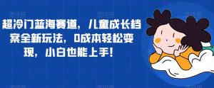 超冷门蓝海赛道，儿童成长档案全新玩法，0成本轻松变现，小白也能上手【揭秘】|淘骐网赚资源库
