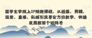 国学玄学线上IP陪跑课程,从拍摄、剪辑、运营、直播、私域引流等全方位教学,快速发展数百个矩阵号|淘骐网赚资源库