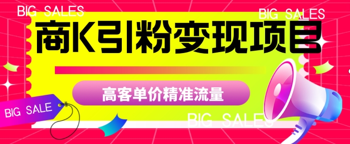 商K引粉变现项目,高客单价精准流量【揭秘】-第一资源库