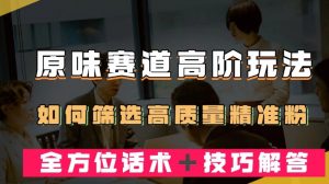 短视频原味赛道高阶玩法，如何筛选高质量精准粉？全方位话术＋技巧解答【揭秘】|淘骐网赚资源库