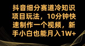 抖音细分赛道冷知识项目玩法，10分钟快速制作一个视频，新手小白也能月入1W+【揭秘】|淘骐网赚资源库