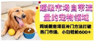 超级市场自带流量的宠物领域，同城萌宠项目冷门方法打破热门市场，小白轻松600+|淘骐网赚资源库
