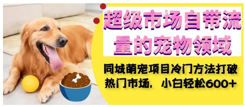 超级市场自带流量的宠物领域,同城萌宠项目冷门方法打破热门市场,小白轻松600+|淘骐网赚资源库
