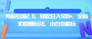 男粉引流2.0,轻松日入500+,全新3D图册玩法,小白也能玩【揭秘】|淘骐网赚资源库