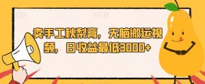 卖手工秋梨膏，无脑搬运视频，日收益最低3000+【揭秘】|淘骐网赚资源库