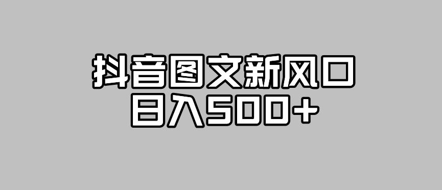 抖音图文最新风口,流量扶持非常高,日入500+【揭秘】|淘骐网赚资源库