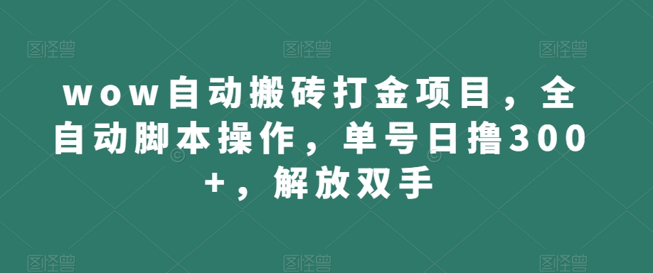 wow自动搬砖打金项目,全自动脚本操作,单号日撸300+,解放双手【揭秘】|淘骐网赚资源库