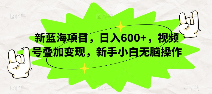 新蓝海项目，日入600+，视频号叠加变现，新手小白无脑操作【揭秘】|淘骐网赚资源库