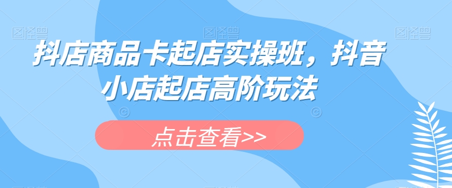 抖店商品卡起店实操班,抖音小店起店高阶玩法|淘骐网赚资源库