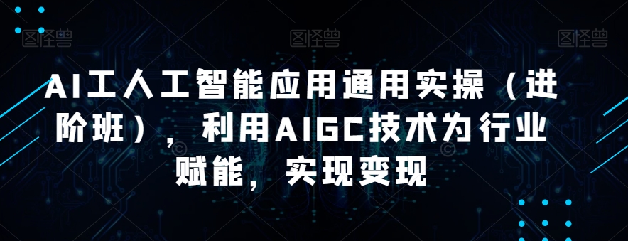 AI工人工智能应用通用实操(进阶班),利用AIGC技术为行业赋能,实现变现|淘骐网赚资源库