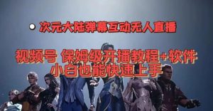 视频号次元大陆弹幕互动无人直播，视频号保姆级开播教程+软件，小白也能快速上手|淘骐网赚资源库