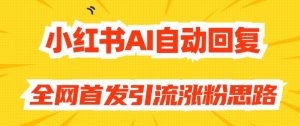 【原创开发】小红书AI自动回复，全网首发引流涨粉思路|淘骐网赚资源库
