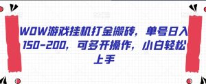 WOW游戏挂机打金搬砖，单号日入150-200，可多开操作，小白轻松上手【揭秘】|淘骐网赚资源库
