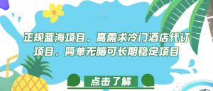 正规蓝海项目，高需求冷门酒店代订项目，简单无脑可长期稳定项目【揭秘】|淘骐网赚资源库