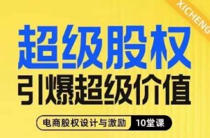 超级股权引爆超级价值,电商股权设计与激励10堂线上课|淘骐网赚资源库