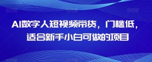 AI数字人短视频带货,门槛低,适合新手小白可做的项目|淘骐网赚资源库