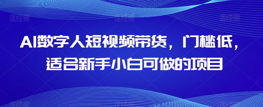 AI数字人短视频带货,门槛低,适合新手小白可做的项目|淘骐网赚资源库