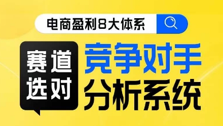 电商盈利8大体系·赛道选对,竞争对手分析系统线上课|淘骐网赚资源库