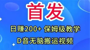 首发,抖音无脑搬运视频,日赚200+保姆级教学【揭秘】|淘骐网赚资源库
