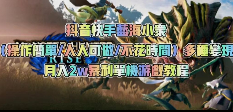 抖音快手蓝海小众(操作简单人人可做不花时间)多种变现月入2w+暴利单机游戏教程|淘骐网赚资源库