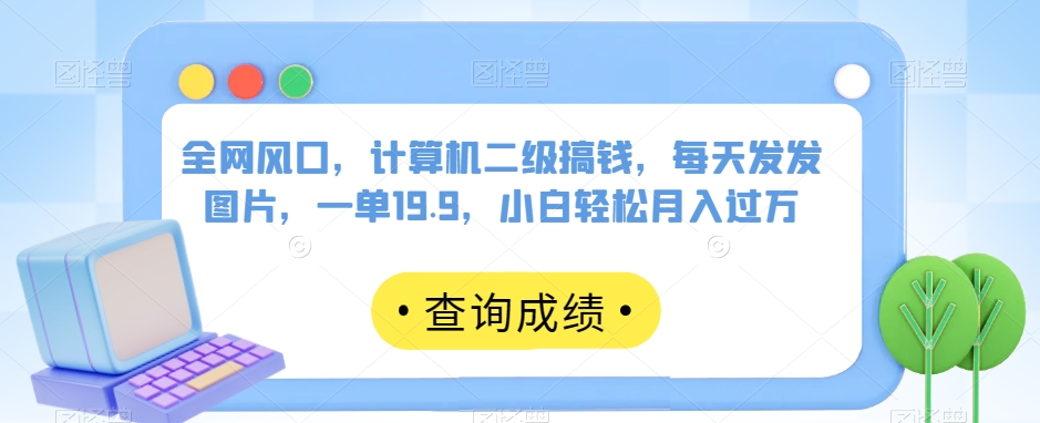 全网风口,计算机二级搞钱,每天发发图片,一单19.9,小白轻松月入过万【揭秘】|淘骐网赚资源库