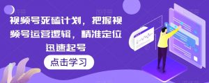 视频号死磕计划，把握视频号运营逻辑，精准定位迅速起号|淘骐网赚资源库