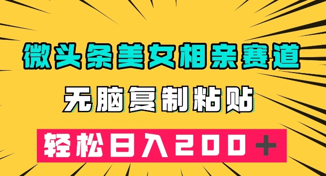 微头条冷门美女相亲赛道,无脑复制粘贴,轻松日入200+【揭秘】|淘骐网赚资源库