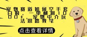 宠物赛道如何空手套白狼，一单利润1000+，宠物中介玩法思路教学【揭秘】|淘骐网赚资源库