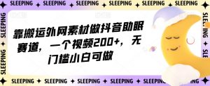靠搬运外网素材做抖音助眠赛道,一个视频200+,无门槛小白可做【揭秘】|淘骐网赚资源库