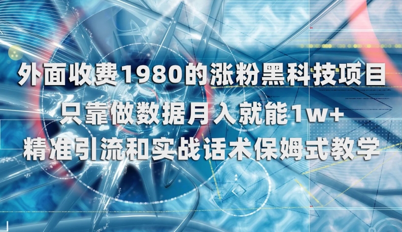 外面收费1980的涨粉黑科技项目，只靠做数据月入就能1w+【揭秘】|淘骐网赚资源库