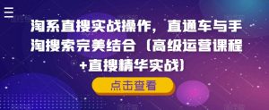 淘系直搜实战操作,直通车与手淘搜索完美结合(高级运营课程+直搜精华实战)|淘骐网赚资源库
