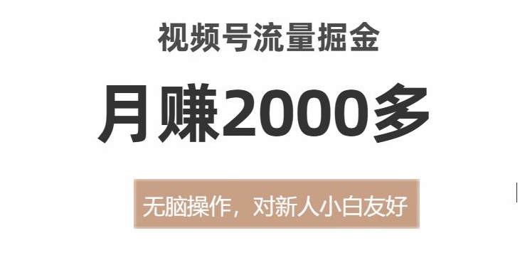 视频号流量掘金,无脑操作,对新人小白友好,月赚2000多【揭秘】|淘骐网赚资源库