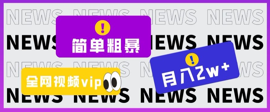 简单粗暴零成本,高回报,全网视频VIP掘金项目,月入2万+【揭秘】|淘骐网赚资源库