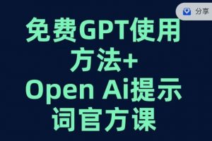 免费GPT+OPEN AI提示词官方课|淘骐网赚资源库