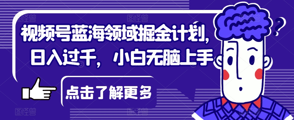 视频号蓝海领域掘金计划，日入过千，小白无脑上手【揭秘】|淘骐网赚资源库