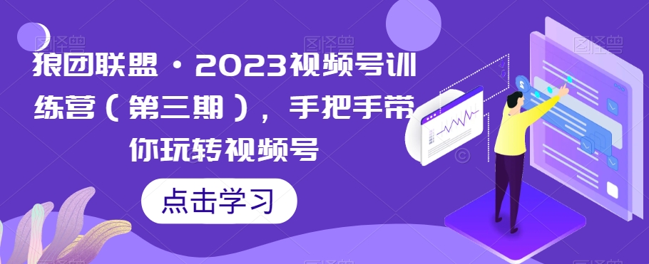 狼团联盟·2023视频号训练营(第三期),手把手带你玩转视频号|淘骐网赚资源库